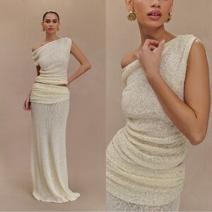 NWT Meshki Chloe Off Shoulder Ivory Top Boucle Knit Size XS